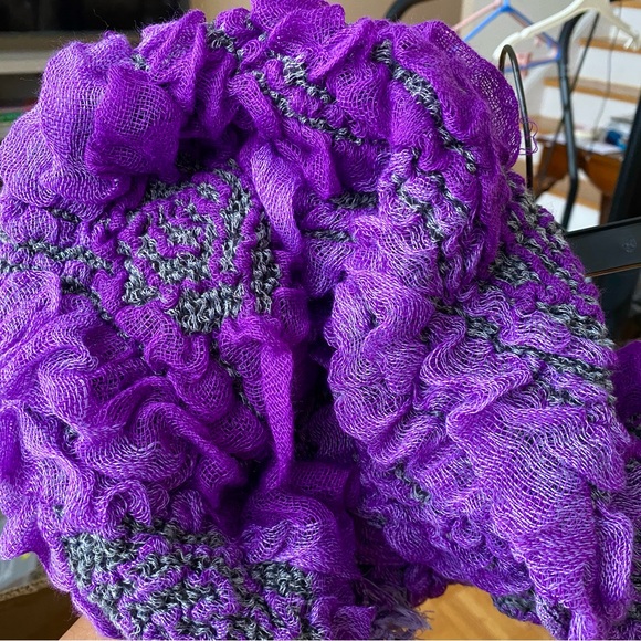 Purple and Grey Knit Scarf - Picture 6 of 6